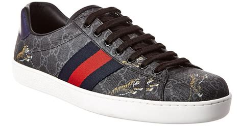 gucci ace leather sneaker black|gucci ace tiger sneakers.